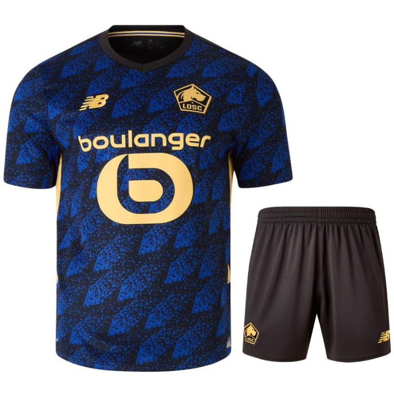 Completo Bambino LOSC Lille 2025-2026 – Terza Maglia Blu Notte con Dettagli Gialli